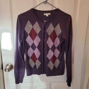 Purple Argyle Cardigan